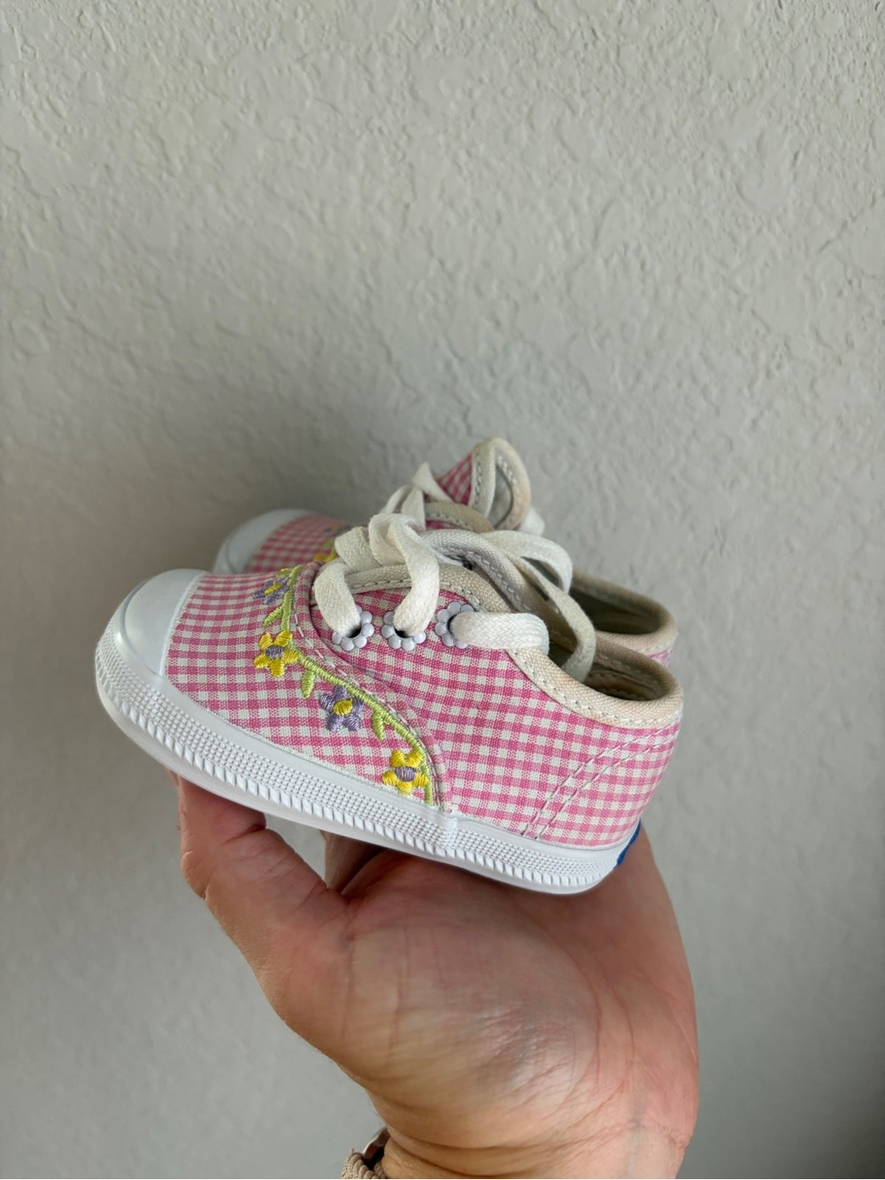 Keds Kids Pink Gingham Floral Canvas Sneakers